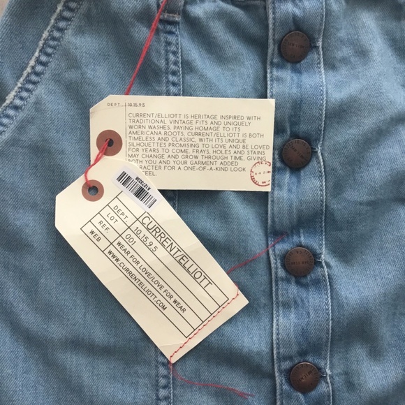 Current/Elliott "Short Sally" Basic Retro Denim Skirt in Light Wash Chambray - Picture 4 of 9